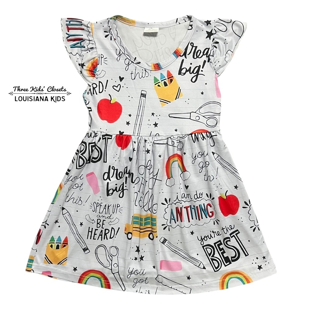 Girls XL 5-6 Colorful Scribble Graphic Back to School Dress